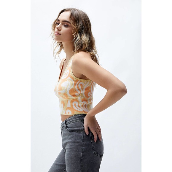 PacSun LA Hearts Heatwave Sweater Tank Top Orange Women's XS NWT - Picture 3 of 4